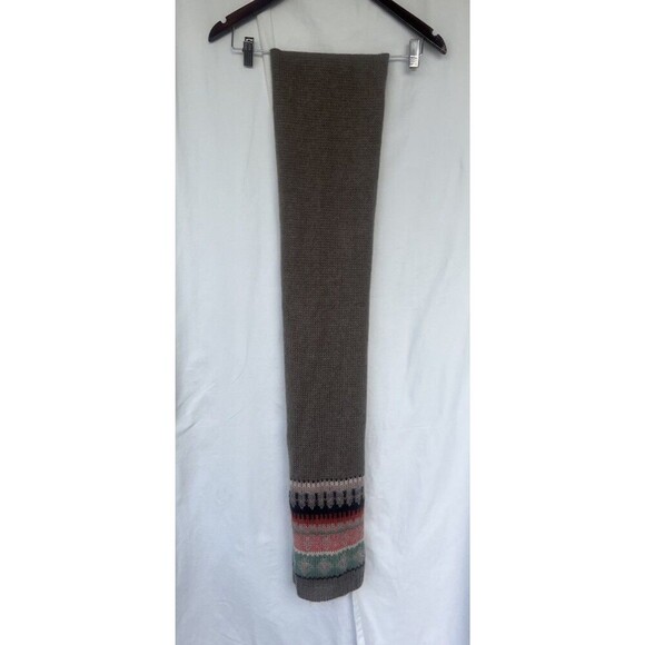 Boden Scarf Knit Brown Red Fair Isle Mohair Wool Blend Warm One Size - Picture 1 of 5